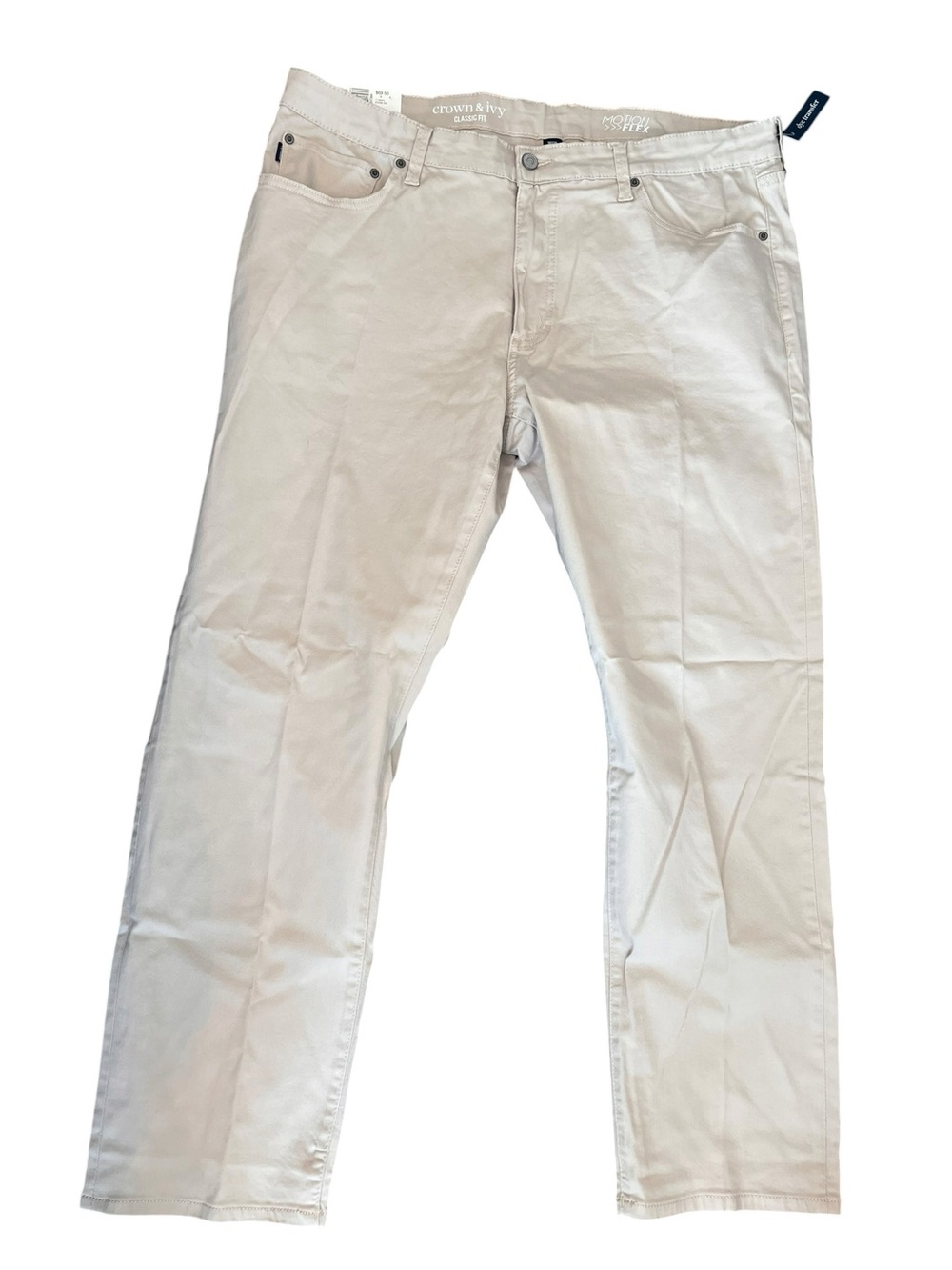 Crown & Ivy Men’s 38x30 Classic Fit Motion Flex Khaki Pants NWT